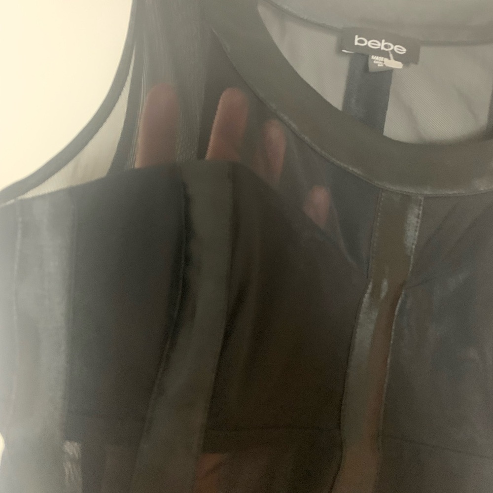 Bebe Mesh Satin Corset Top Black Medium - Picture 9 of 16